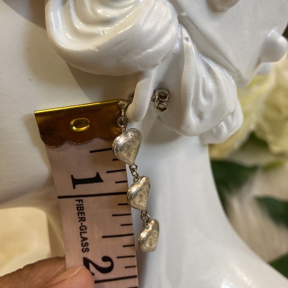 Sterling Silver Dangling Heart Earrings - Picture 15 of 17